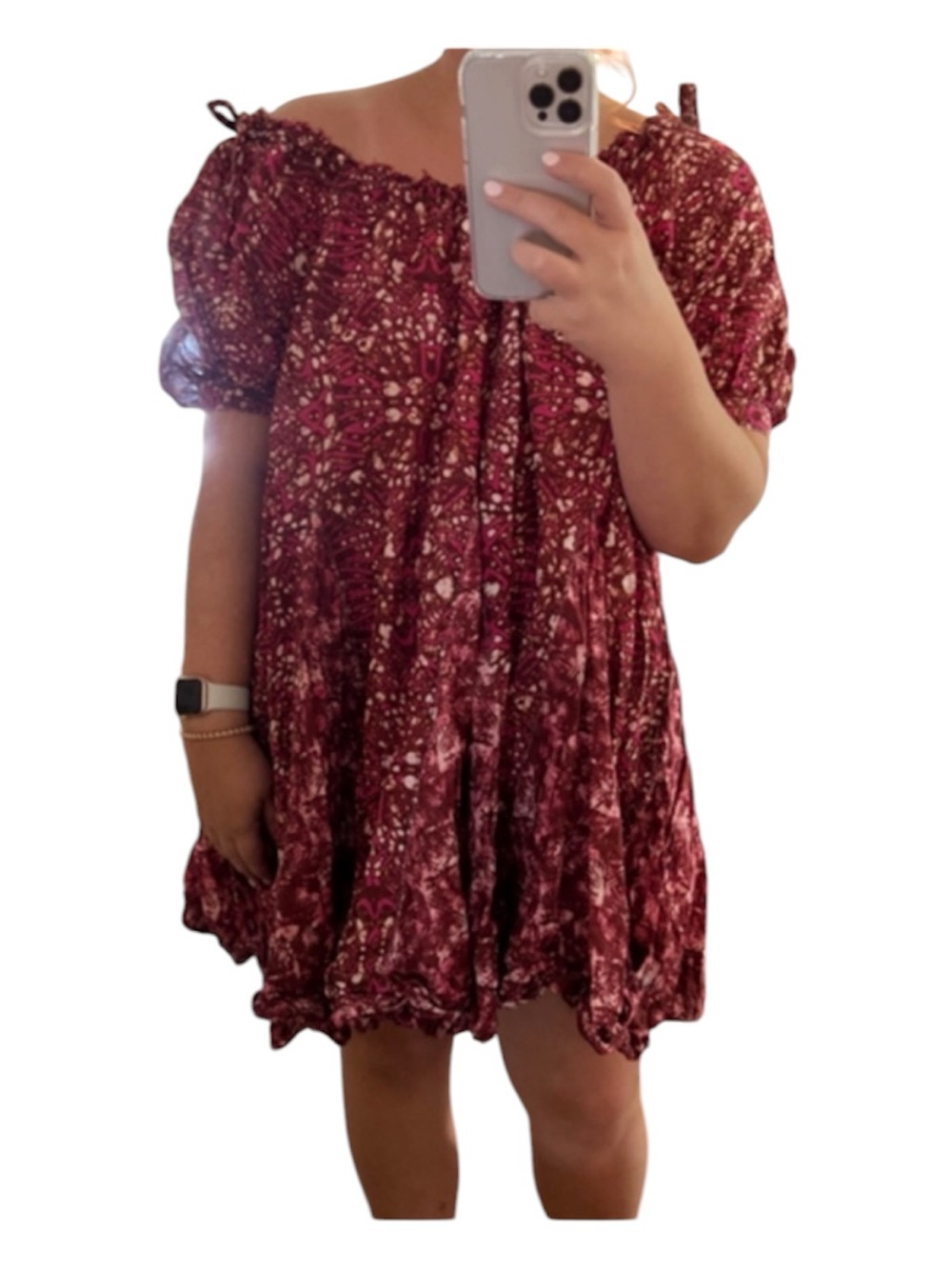 Free People Jet SetBardot Floral Printed Babydoll Oversized Mini Dress XS NWOT - Picture 8 of 8
